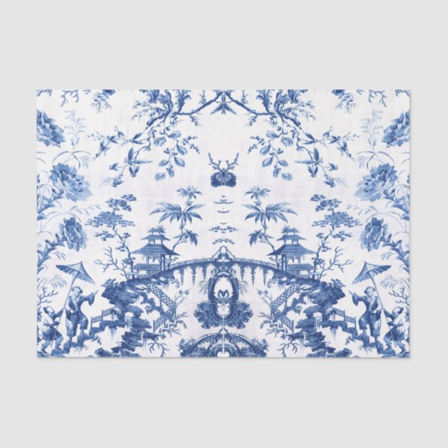 Papier Mousseline Chinoiserie bleue (Recto)