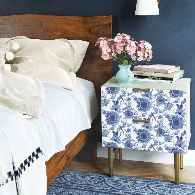 Papier Mousseline Chinoiserie Blue and White Asian Floral Decoupage (Créateur téléchargé)