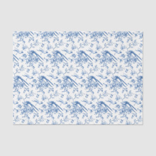 Papier Mousseline Chinoiserie Blue Flowers & Birds Découpage