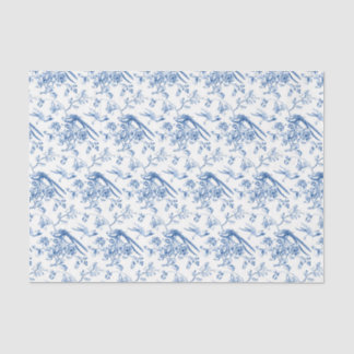 Papier Mousseline Chinoiserie Blue Flowers & Birds Découpage