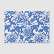 Chinoiserie Florale Peony bleu et blanc