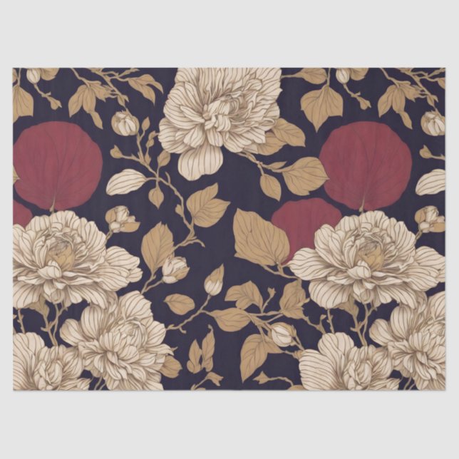 Papier Mousseline Chinoiserie Florals Découpage (Recto)