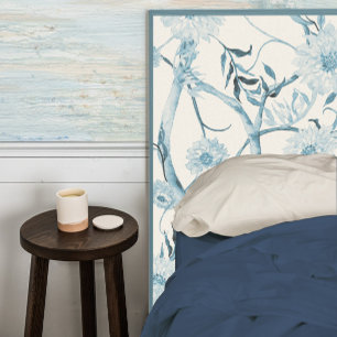Papier Mousseline Chinoiserie Peony Floral Bleu et Blanc Découpage