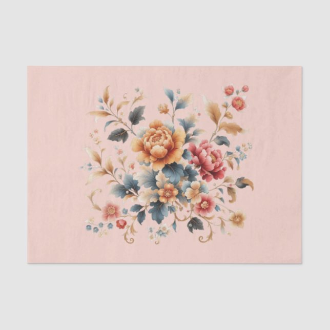 Papier Mousseline Chinoiserie Riche Floral (Recto)