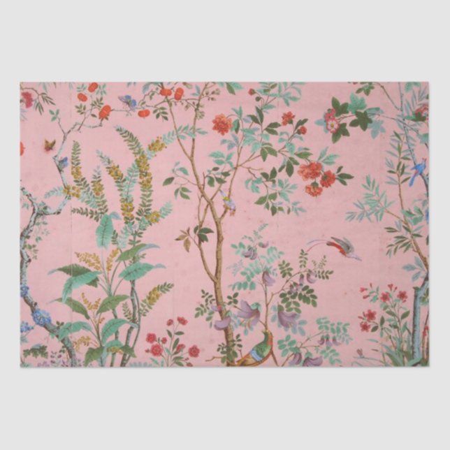 Papier Mousseline Chinoiserie rose (Recto)