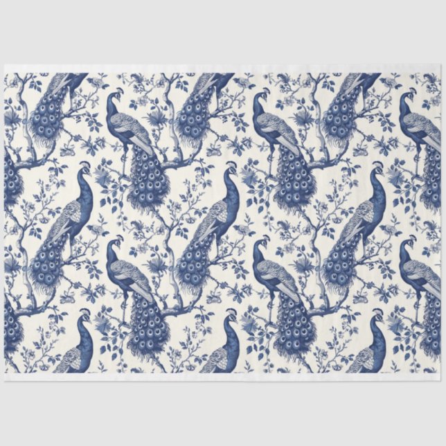 Papier Mousseline Chinoiserie Style Peacock Thème Tissu Papier (Recto)