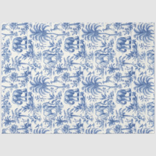 Papier Mousseline Chinoiserie Toile de Jouy animaux bleu marine