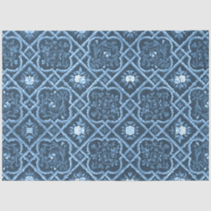 Papier Mousseline Chinoiserie vintage Florale Bleu Découpage