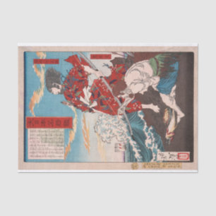 Papier Mousseline Chinzei Hachirō Tametomo et Oniyashi sur une plage