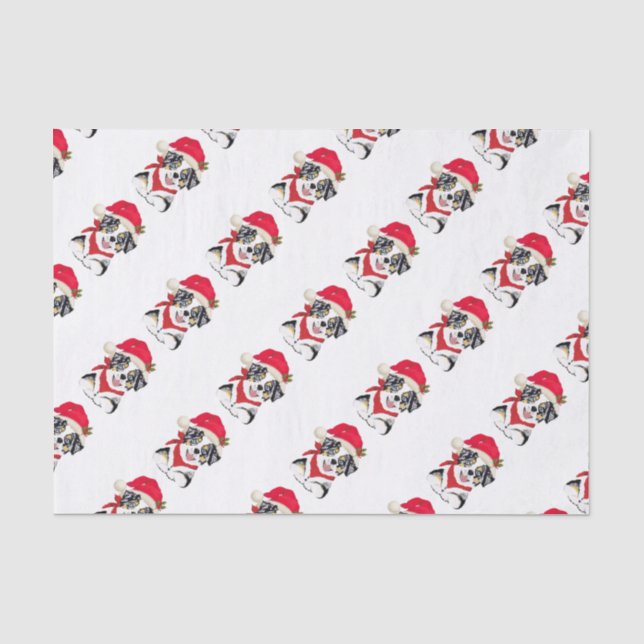 Papier Mousseline Chiot australien bleu de Noël de Merle (Recto)