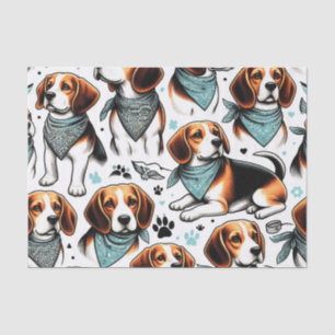 Papier Mousseline Chiot Beagle vintage sans couture
