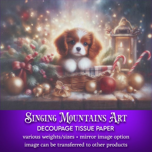 Papier Mousseline Chiot de Noël Festif dans la page de découpage du  (Créateur téléchargé)