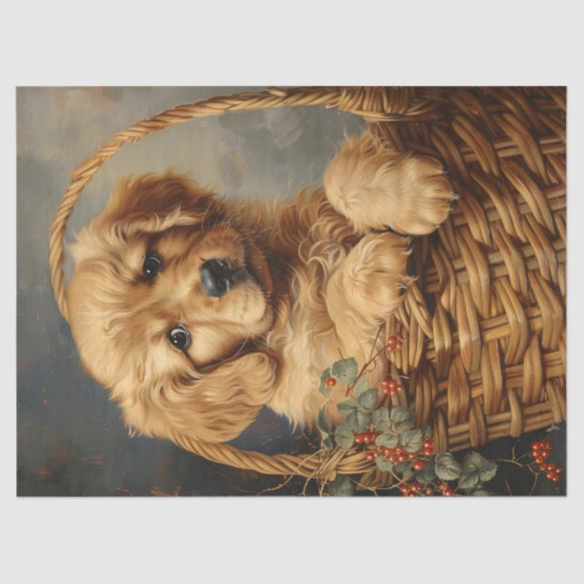 Papier Mousseline Chiot d'or rétriever dans une page de découpage de (Recto)