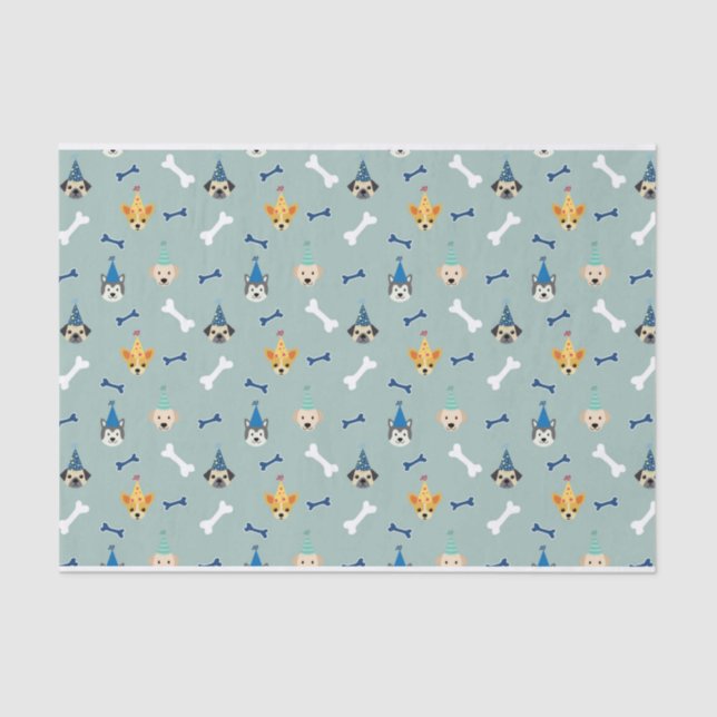 Papier Mousseline Chiot paw-ty, Fête d'anniversaire de chien, Casque (Recto)