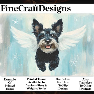 Papier Mousseline Chiot Terrier Volant Avec Des Ailes AU8 Découpage