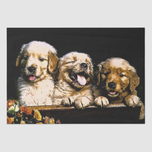 Papier Mousseline Chiots de Golden Retriever (Recto)