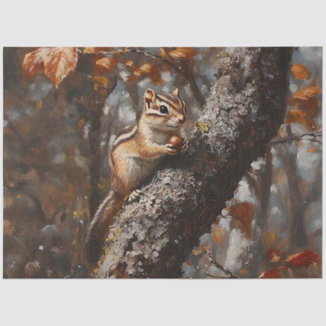 Papier Mousseline Chipmunk dans une décomposition d'arbre (Recto)