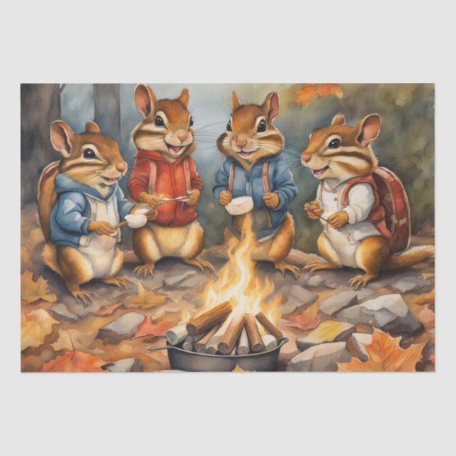 Papier Mousseline Chipmunks et Marshmallows d'automne (Recto)