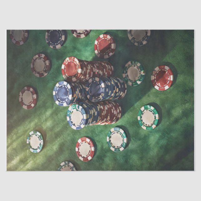 Papier Mousseline Chips de poker empilés sur le Felt, Jeu (Recto)