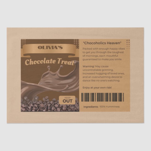 Papier Mousseline Chocoholics AMUSANT nommé Chocolat Traitements Sac (Recto)