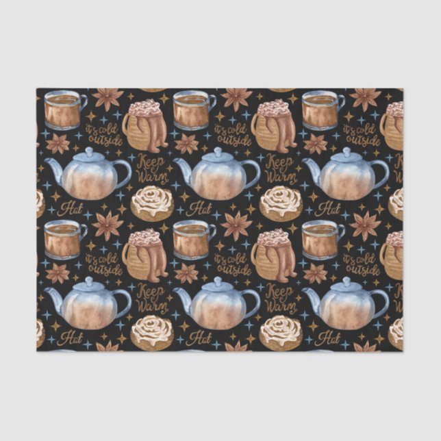 Papier Mousseline Chocolat chaud et étables à cannelle (Recto)