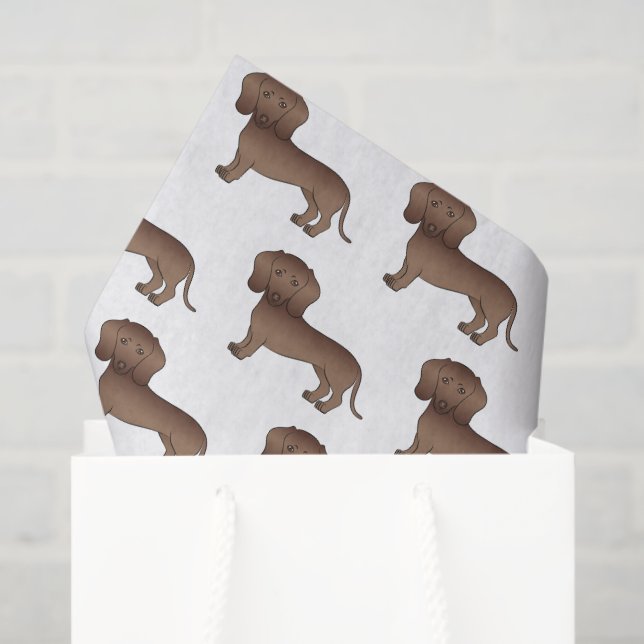 Papier Mousseline Chocolat Cheveux courts Motif de dessin de chien (Sac cadeau)