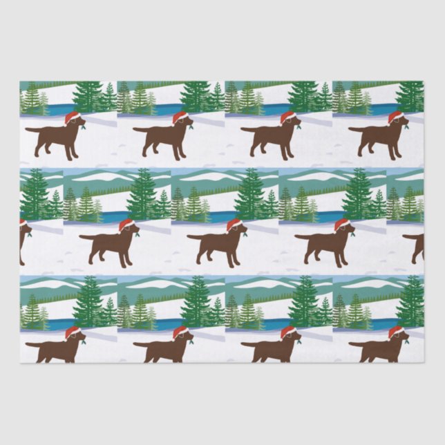 Papier Mousseline Chocolat Labrador Christmas Winter View (Recto)