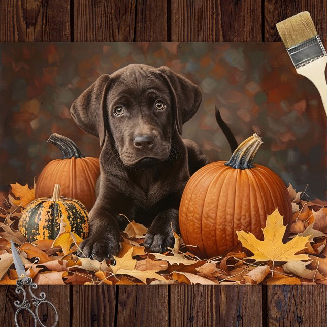 Papier Mousseline Chocolat Labrador Retriever Automne Découpage (Créateur téléchargé)