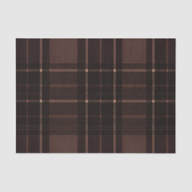 Papier Mousseline Chocolate Brown Tartan Tissue Paper (Recto)