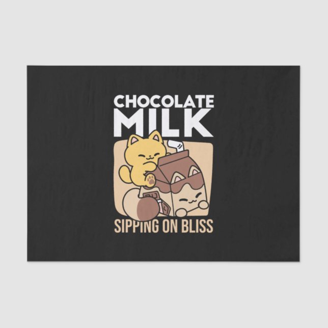 Papier Mousseline Chocolate Milk Sipping on Bliss – Kawaii Cat Food  (Recto)