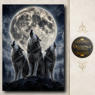 Papier Mousseline Chœur de Loup au Clair de Lune Decoupage