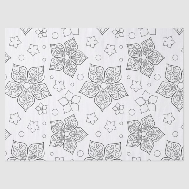 Papier Mousseline Choisissez votre couleur Motif floral (Recto)