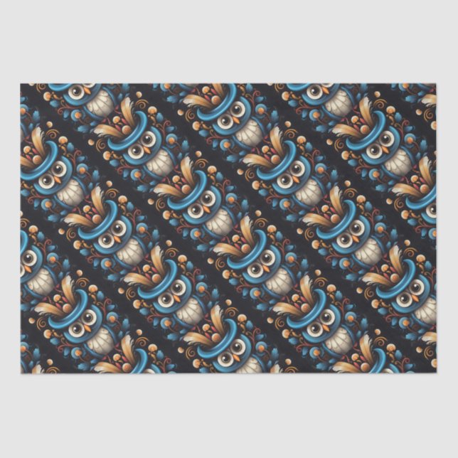 Papier Mousseline Chouette bleue (Recto)