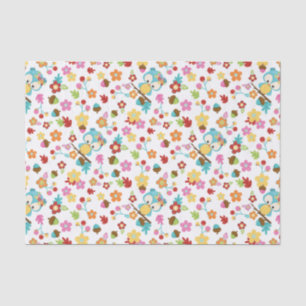 Papier Mousseline Chouette boisée mignonne et fleurs Baby shower béb