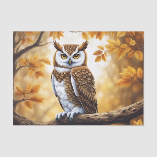 Papier Mousseline Chouette Brown et Oiseau blanc (Recto)