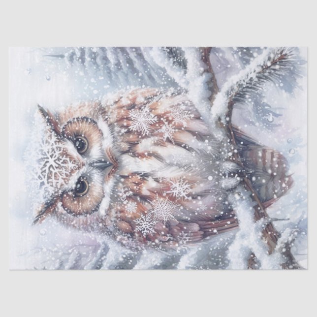 Papier Mousseline Chouette d'hiver des bois (Recto)