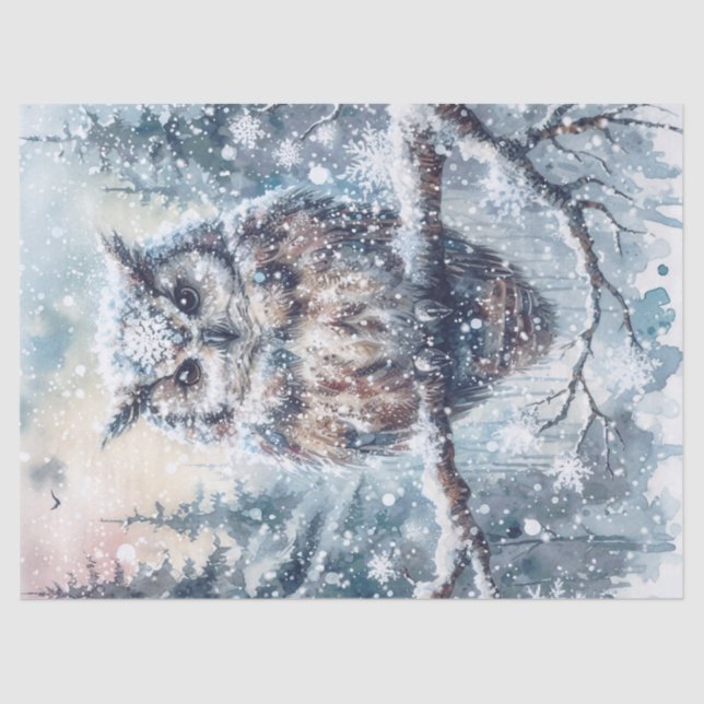 Papier Mousseline Chouette d'hiver des bois (Recto)