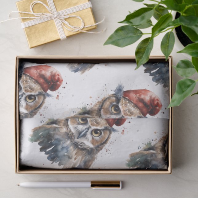 Papier Mousseline Chouette d'hiver enchantée, personnalisée (Cadeau)
