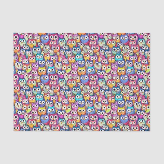 Papier Mousseline Chouette face des oiseaux de caricature motif rapt (Recto)