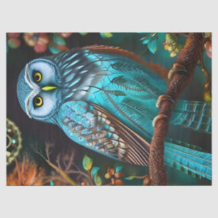 Papier Mousseline Chouette turquoise