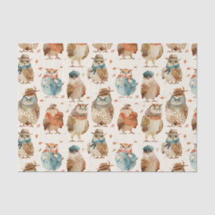 Papier Mousseline Chouettes de caractère d'hiver