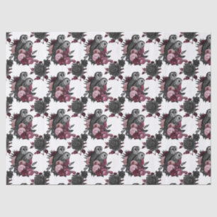 Papier Mousseline Chouettes et fleurs sur la page Découpage blanche