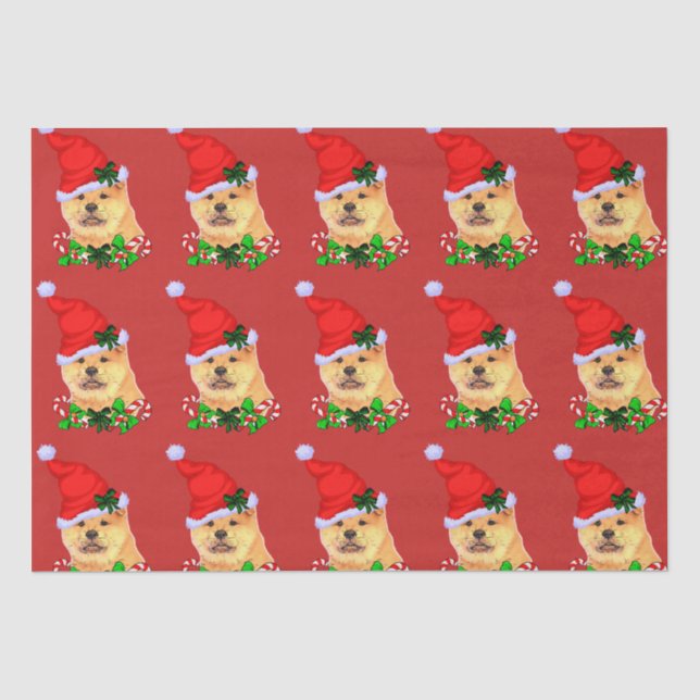 Papier Mousseline Chow Chow Noël (Recto)