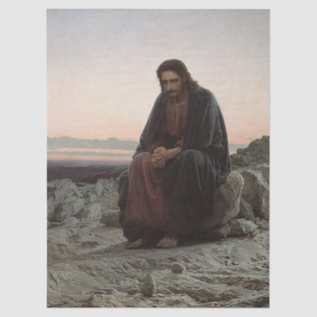 Papier Mousseline Christ in the Desert by Ivan Kramskoy  (Recto)