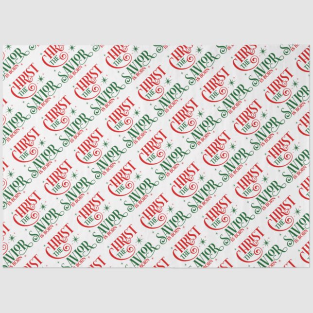 Papier Mousseline Christ le Sauveur est né Typographie (Recto)