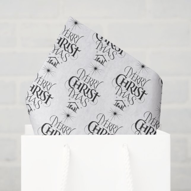Papier Mousseline Christian Callirgaphy Joyeux Noël Jesus Chalk (Sac cadeau)
