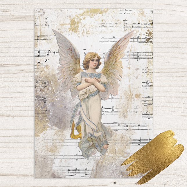 Papier Mousseline Christmas Angel Wings Musique Gold Découpage Idée (Créateur téléchargé)