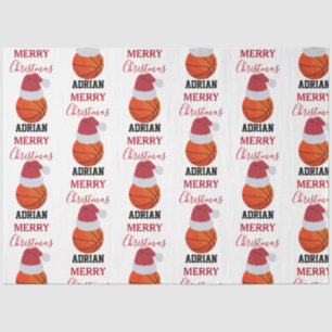 Papier Mousseline Christmas Basket-ball Sports Ball Nom personnalisé