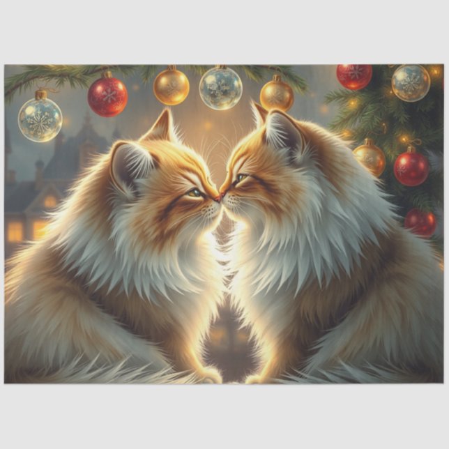 Papier Mousseline Christmas Cats kissing Tissue Paper (Recto)