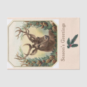 Papier Mousseline CHRISTMAS DEER, PINE CONES CROWN Bonnes Fêtes